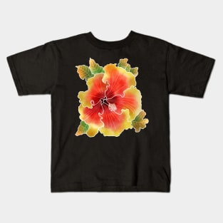 Hibiscus Garden on Forest Green Kids T-Shirt